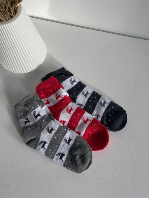 Шкарпетки махрові з оленями П010 фото